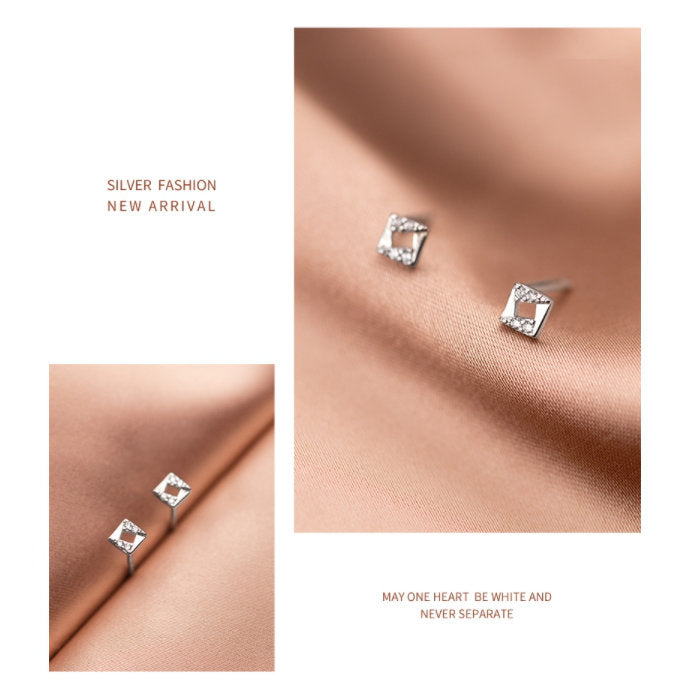 スクエアピアス Silver925 シルバー ゴールド シンプル 小さい レディース 金属アレルギー ミニ 四角 ローズ