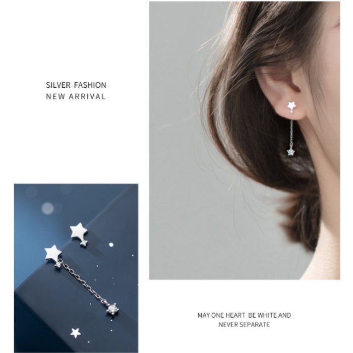星 揺れる ピアス ぶら下がり 金属アレルギー対応 痒くならない スターピアス Silver925 シンプル お星さま 左右非対称 レディース ぶらぶら ゆらゆら 片耳 両耳 セカンドピアス アレルギー 金属アレルギー シルバー