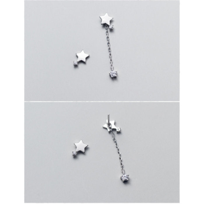 星 揺れる ピアス ぶら下がり 金属アレルギー対応 痒くならない スターピアス Silver925 シンプル お星さま 左右非対称 レディース ぶらぶら ゆらゆら 片耳 両耳 セカンドピアス アレルギー 金属アレルギー シルバー