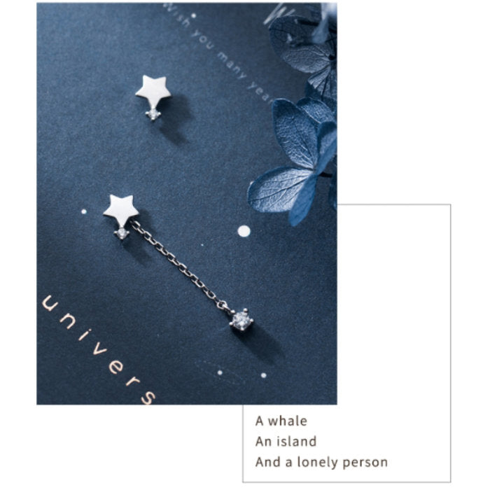 星 揺れる ピアス ぶら下がり 金属アレルギー対応 痒くならない スターピアス Silver925 シンプル お星さま 左右非対称 レディース ぶらぶら ゆらゆら 片耳 両耳 セカンドピアス アレルギー 金属アレルギー シルバー