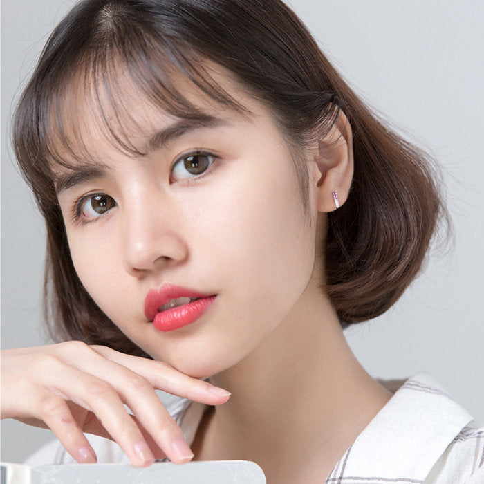 グラデーション ピアス Silver925 レディース シンプルピアス ラインストーン シルバーピアス 金属アレルギー ブルー ローズ ゴールド シルバー