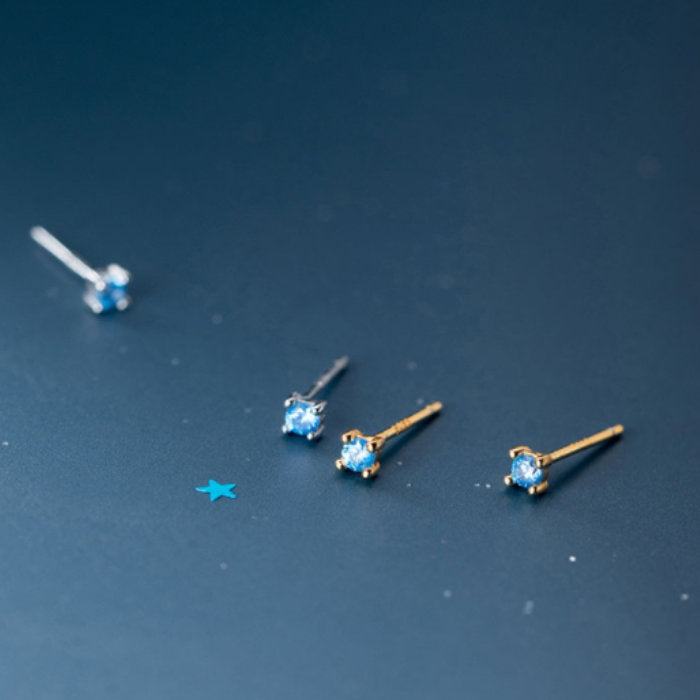 Silver925 ピアス ブルーストーン 3mm 20G シルバー ゴールド 1粒 レディース メンズ 小さい ミニ シンプルピアス 金属アレルギー