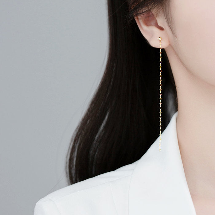 チェーンピアス ロングチェーン Silver925 レディース 20G スタッドピアス シンプル 揺れる 長い 10cmチェーン シルバー ゴールド ゆらゆら ぶらぶら