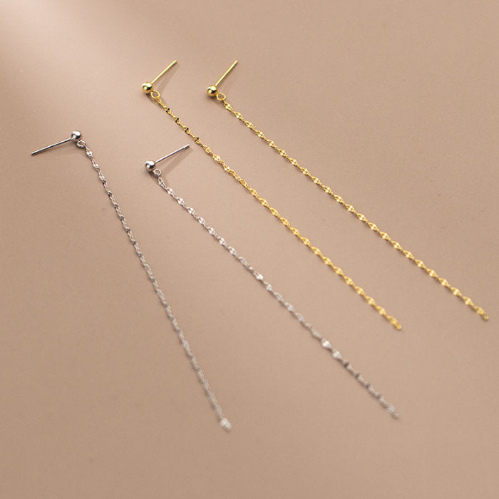 チェーンピアス ロングチェーン Silver925 レディース 20G スタッドピアス シンプル 揺れる 長い 10cmチェーン シルバー ゴールド ゆらゆら ぶらぶら