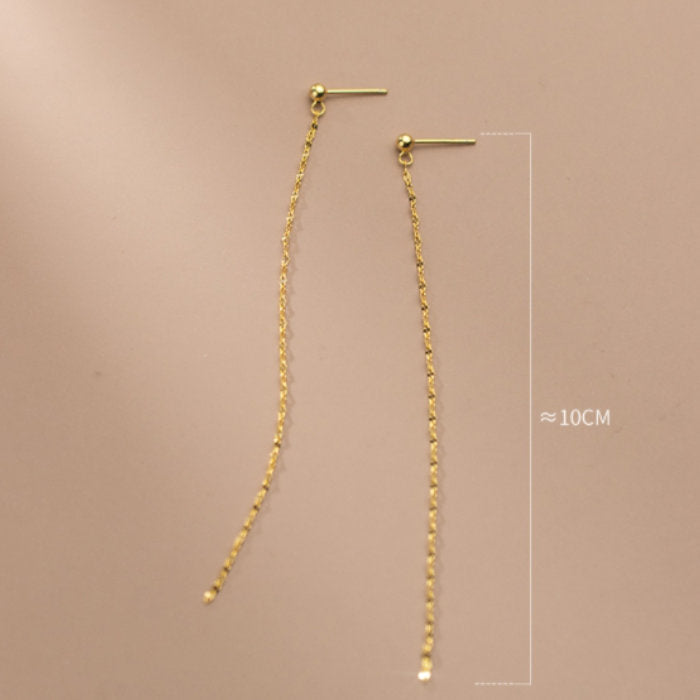 チェーンピアス ロングチェーン Silver925 レディース 20G スタッドピアス シンプル 揺れる 長い 10cmチェーン シルバー ゴールド ゆらゆら ぶらぶら