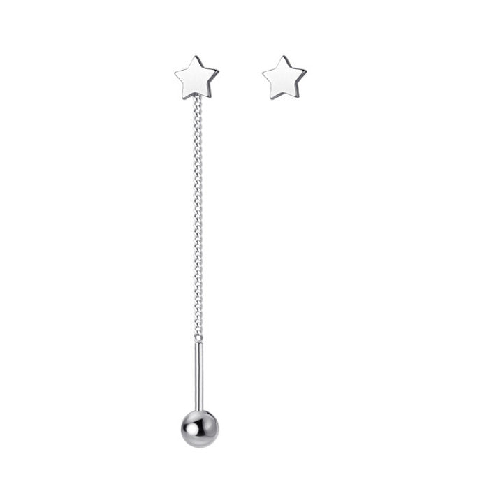 ピアス スタッド チェーン 星 スター Silver925 レディース シルバー ゴールド シルバー925 アレルギー キャッチ ネジ 揺れる