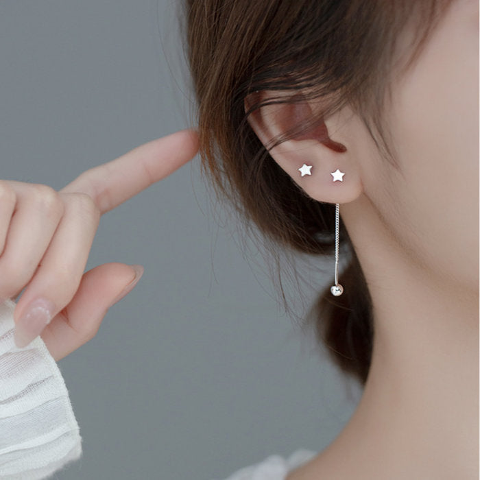 ピアス スタッド チェーン 星 スター Silver925 レディース シルバー ゴールド シルバー925 アレルギー キャッチ ネジ 揺れる