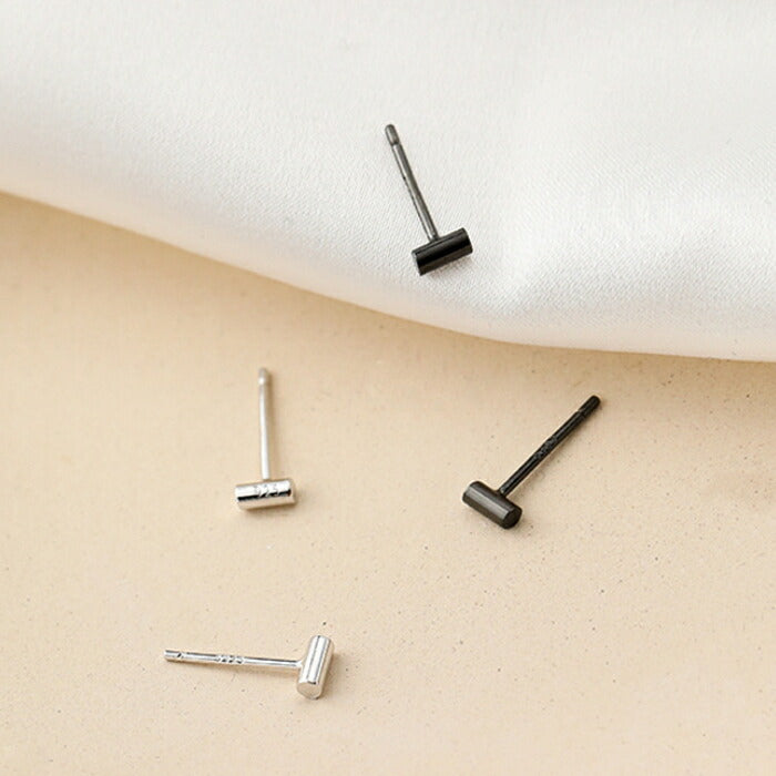 ピアス 小さい バー 円柱 レディース メンズ シルバー ブラック 925 シルバー925 20G 両耳 ペア 2本入 アレルギー 金属アレルギー シンプルピアス セカンドピアス ファーストピアス
