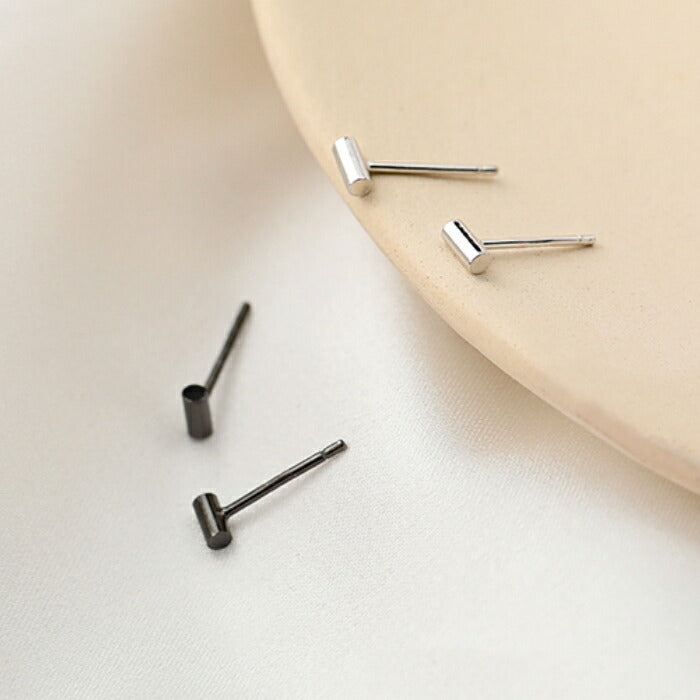 ピアス 小さい バー 円柱 レディース メンズ シルバー ブラック 925 シルバー925 20G 両耳 ペア 2本入 アレルギー 金属アレルギー シンプルピアス セカンドピアス ファーストピアス