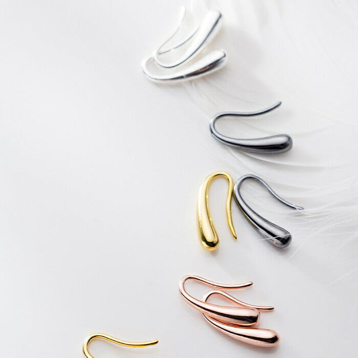 ピアス しずく型 ドロップ ティアドロップ 耳にかける 金属アレルギー対応 フックタイプ レディース シルバー925 シンプル フックピアス 雫 金属アレルギー シック カジュアル オフィス プレゼント 女性 彼女