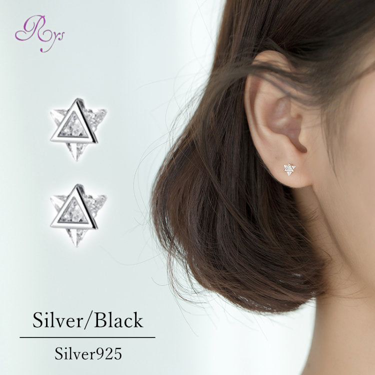 ピアス トライアングル シンプル ブラック 軟骨 金属アレルギー シルバー 小さめ ミニ シルバー925 アレルギー対応 20G 仕事用 小さいピアス つけっぱなしピアス シンプルピアス セカンドピアス 軟骨ピアス アレルギー対応ピアス 仕事