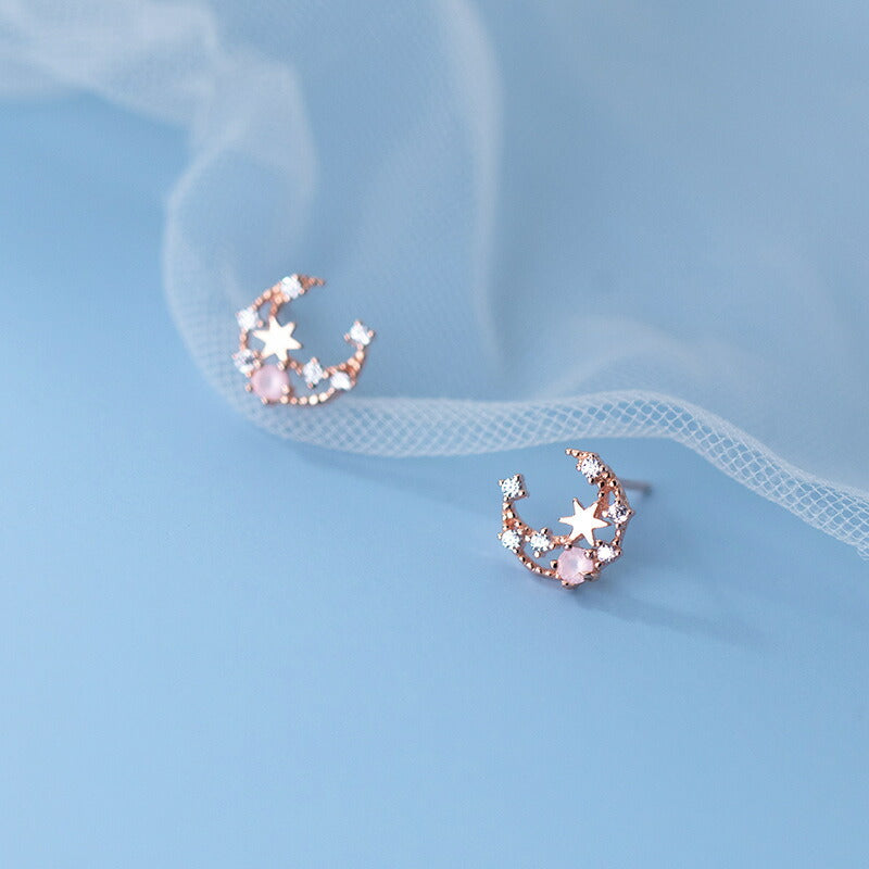 ピアス 月と星 ムーン スター シンプル 星 金属アレルギー シルバー 小さめ 月 シルバー925 アレルギー対応 20G 仕事用 小さいピアス 月ピアス 星ピアス シンプルピアス セカンドピアス スターピアス アレルギー対応ピアス 仕事