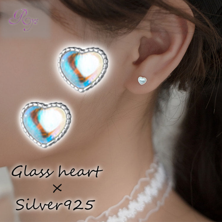 ピアス ハート 小さい ガラス シンプル 軟骨 金属アレルギー シルバー 小さめ シルバー925 アレルギー対応 20G 仕事用 小さいピアス ハートピアス つけっぱなしピアス シンプルピアス セカンドピアス 軟骨ピアス アレルギー対応ピアス