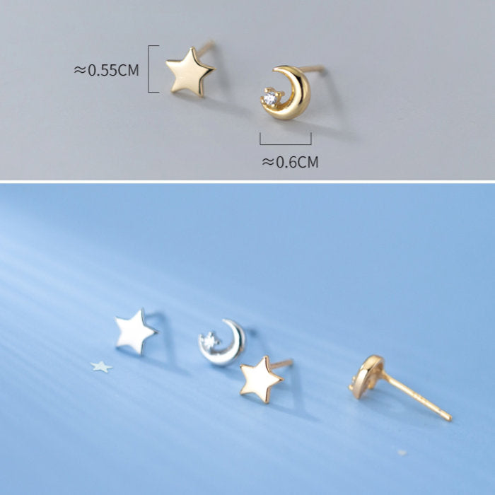 ピアス 星 月 スター ムーン シンプル 軟骨 金属アレルギー シルバー 小さめ シルバー925 アレルギー対応 20G 仕事用 小さいピアス 極小ピアス つけっぱなしピアス シンプルピアス セカンドピアス 軟骨ピアス アレルギー対応ピアス 仕事