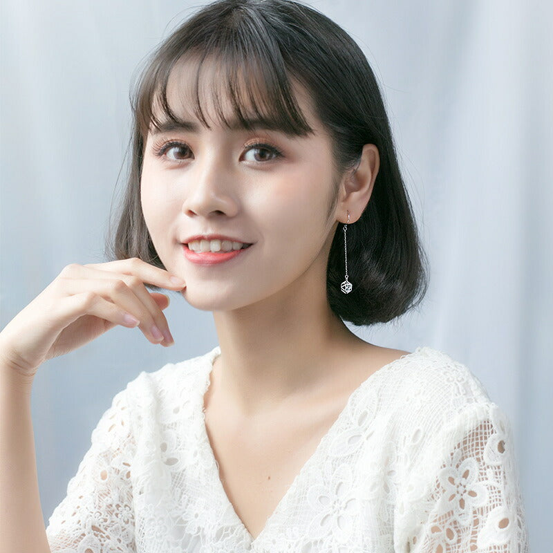 ピアス フック チェーン キュービックジルコニア 揺れる シンプル 金属アレルギー シルバー シルバー925 アレルギー対応 20G 仕事用 ストーンピアス フックピアス 仕事ピアス シンプルピアス セカンドピアス アレルギー対応ピアス