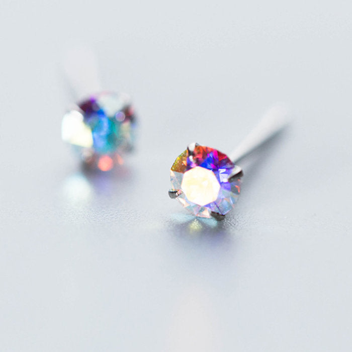 ピアス つけっぱなし 小さい マルチカラーストーン シンプル 4mm 軟骨 金属アレルギー シルバー 小さめ シルバー925 アレルギー対応 20G 仕事用 小さいピアス つけっぱなしピアス シンプルピアス セカンドピアス アレルギー対応ピアス