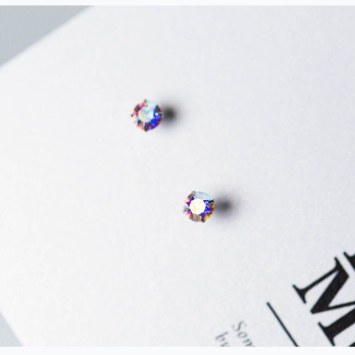 ピアス つけっぱなし 小さい マルチカラーストーン シンプル 4mm 軟骨 金属アレルギー シルバー 小さめ シルバー925 アレルギー対応 20G 仕事用 小さいピアス つけっぱなしピアス シンプルピアス セカンドピアス アレルギー対応ピアス