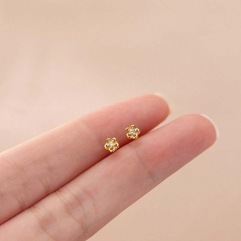 ピアス フラワー つけっぱなし 小さい 極小 シンプル 軟骨 金属アレルギー シルバー 小さめ ミニ シルバー925 アレルギー対応 20G 小さいピアス 極小ピアス つけっぱなしピアス シンプルピアス セカンドピアス アレルギー対応ピアス 仕事