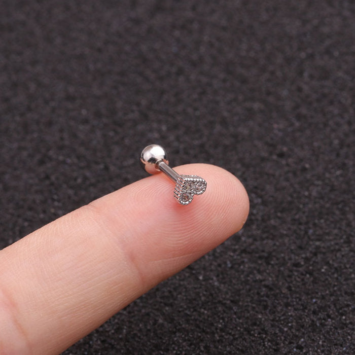 ボディピアス 16G 1P ハート つけっぱなし 小さい 極小 軟骨 ステンレス 小さめ 小さい ピアス 片耳用 シルバー ゴールド ラブレット スタッドピアス ストレートバーベル