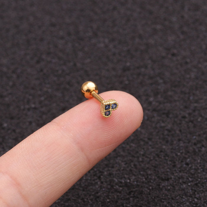 ボディピアス 16G 1P ハート つけっぱなし 小さい 極小 軟骨 ステンレス 小さめ 小さい ピアス 片耳用 シルバー ゴールド ラブレット スタッドピアス ストレートバーベル