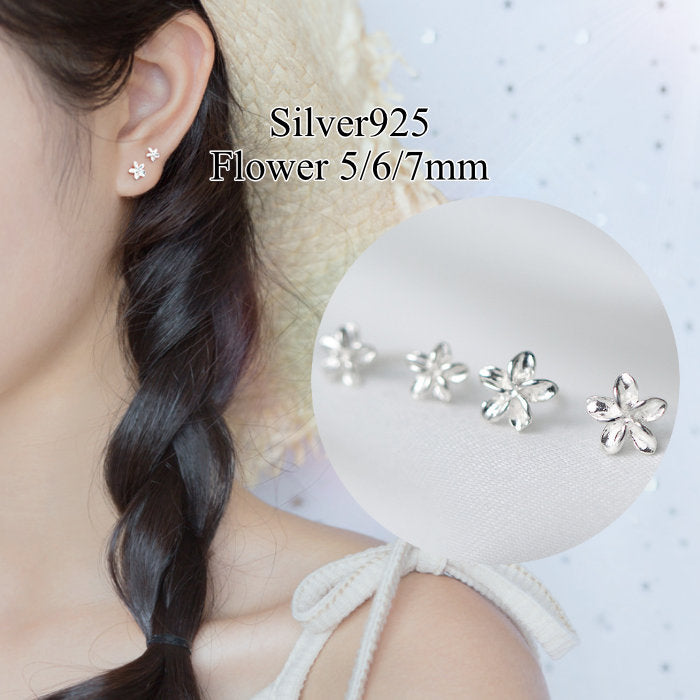 ピアス フラワー 花 小さい シンプル 軟骨 金属アレルギー シルバー 小さめ ミニ シルバー925 アレルギー対応 20G 仕事用 小さいピアス シンプルピアス セカンドピアス 軟骨ピアス 仕事