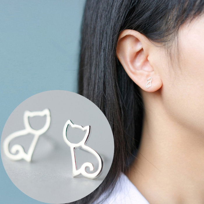ピアス 猫 小さい シンプル 軟骨 金属アレルギー シルバー 小さめ ミニ シルバー925 アレルギー対応 20G 仕事用 小さいピアス シンプルピアス セカンドピアス 軟骨ピアス 仕事