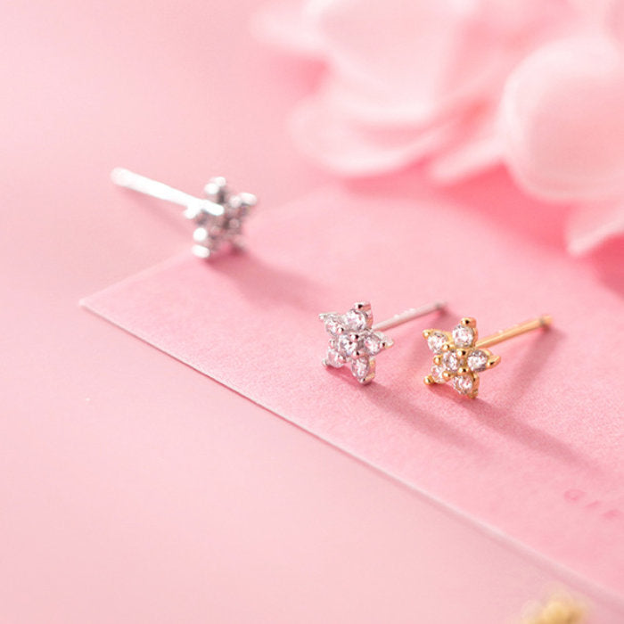 ピアス 花 フラワー キュービックジルコニア 小さい シンプル 軟骨 金属アレルギー シルバー 小さめ ミニ シルバー925 アレルギー対応 20G 仕事用 小さいピアス シンプルピアス セカンドピアス 軟骨ピアス 仕事