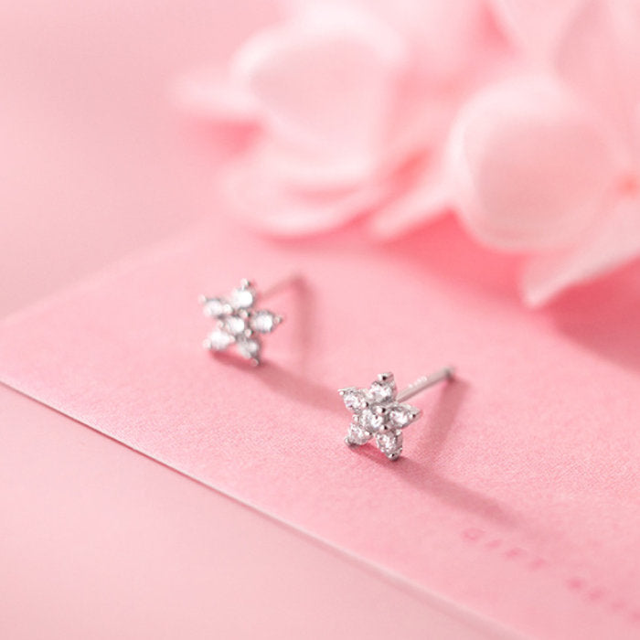 ピアス 花 フラワー キュービックジルコニア 小さい シンプル 軟骨 金属アレルギー シルバー 小さめ ミニ シルバー925 アレルギー対応 20G 仕事用 小さいピアス シンプルピアス セカンドピアス 軟骨ピアス 仕事