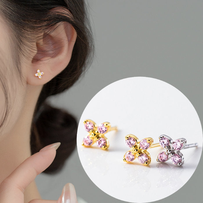 ピアス お花 フラワー 小さい ピンク シンプル 軟骨 金属アレルギー シルバー 小さめ ミニ シルバー925 アレルギー対応 20G 仕事用 小さいピアス シンプルピアス セカンドピアス 軟骨ピアス 仕事