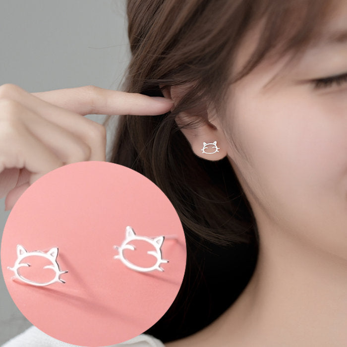 ピアス 猫 キャット 小さい シンプル 軟骨 金属アレルギー シルバー 小さめ ミニ シルバー925 アレルギー対応 20G 仕事用 小さいピアス シンプルピアス セカンドピアス 軟骨ピアス 仕事