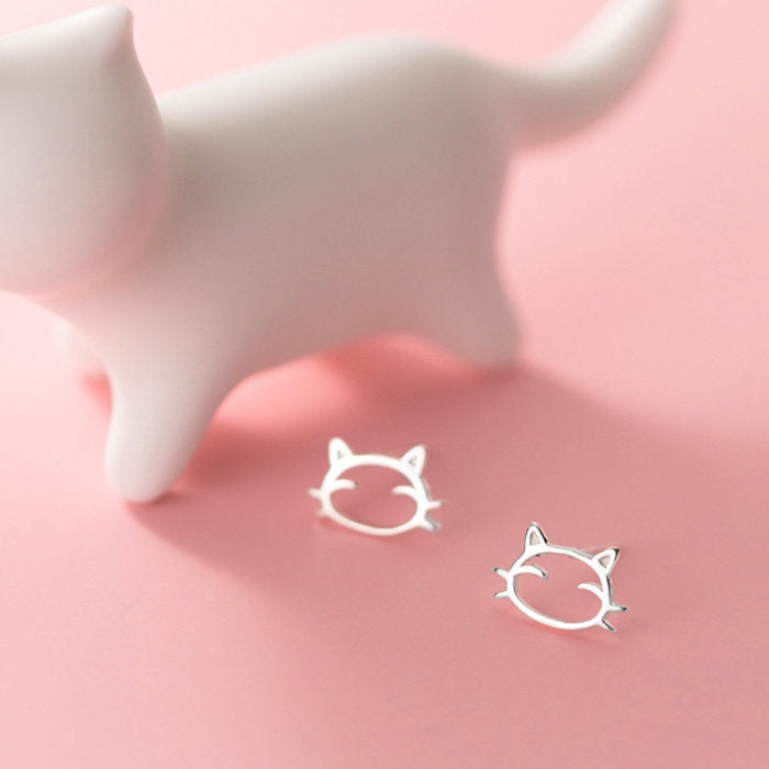 ピアス 猫 キャット 小さい シンプル 軟骨 金属アレルギー シルバー 小さめ ミニ シルバー925 アレルギー対応 20G 仕事用 小さいピアス シンプルピアス セカンドピアス 軟骨ピアス 仕事