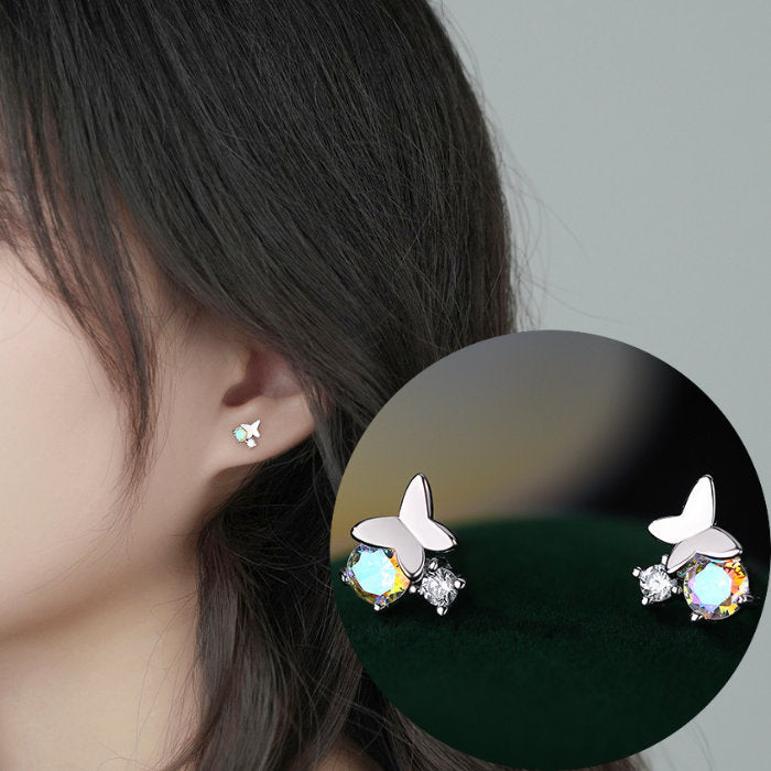 ピアス 蝶々 ちょうちょ 小さい シンプル 軟骨 金属アレルギー シルバー 小さめ ミニ シルバー925 アレルギー対応 20G 仕事用 小さいピアス シンプルピアス セカンドピアス 軟骨ピアス 仕事