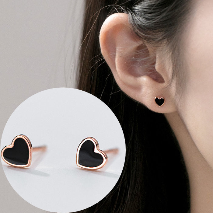 ピアス ハート ローズ ゴールド ブラック 小さい シンプル 軟骨 金属アレルギー シルバー 小さめ ミニ シルバー925 アレルギー対応 20G 仕事用 小さいピアス シンプルピアス セカンドピアス 軟骨ピアス 仕事