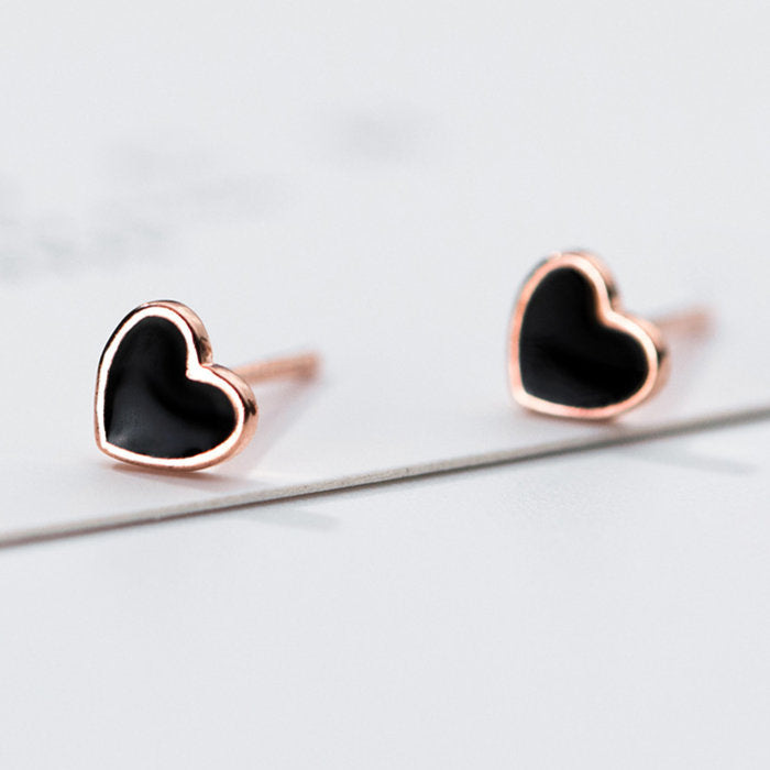 ピアス ハート ローズ ゴールド ブラック 小さい シンプル 軟骨 金属アレルギー シルバー 小さめ ミニ シルバー925 アレルギー対応 20G 仕事用 小さいピアス シンプルピアス セカンドピアス 軟骨ピアス 仕事