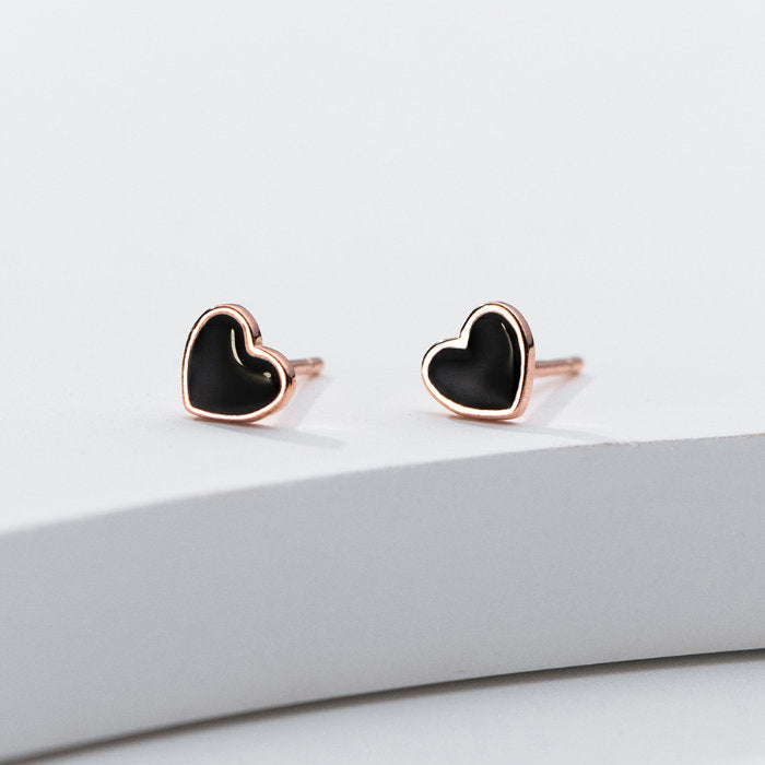 ピアス ハート ローズ ゴールド ブラック 小さい シンプル 軟骨 金属アレルギー シルバー 小さめ ミニ シルバー925 アレルギー対応 20G 仕事用 小さいピアス シンプルピアス セカンドピアス 軟骨ピアス 仕事