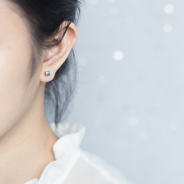 ピアス スクエアストーン 小さい シンプル 軟骨 金属アレルギー シルバー 小さめ ミニ シルバー925 アレルギー対応 20G 仕事用 小さいピアス シンプルピアス セカンドピアス 軟骨ピアス 仕事