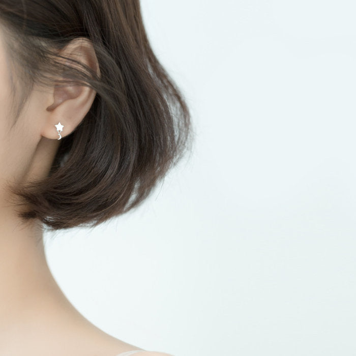 ピアス スター ムーン 星 月 小さい シンプル 軟骨 金属アレルギー シルバー 小さめ ミニ シルバー925ポスト アレルギー対応 20G 仕事用 小さいピアス シンプルピアス セカンドピアス 軟骨ピアス 仕事