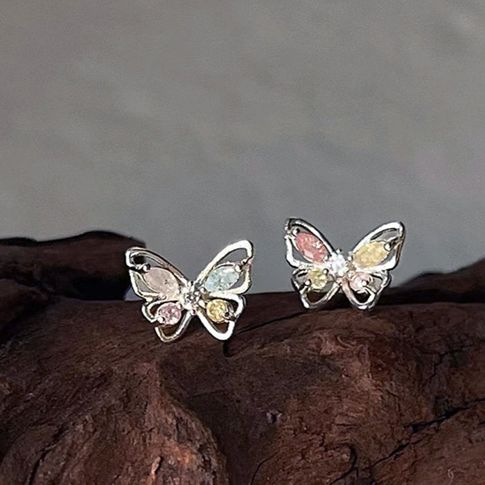 ピアス 蝶々 ちょうちょ 小さい シンプル 軟骨 金属アレルギー シルバー 小さめ ミニ シルバー925芯 アレルギー対応 20G 仕事用 小さいピアス シンプルピアス セカンドピアス 軟骨ピアス 仕事