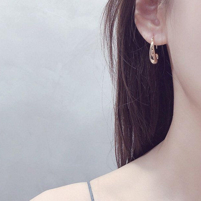 ピアス シルバー ゴールド フック 大きい 大きめ 20G 2ピース シンプルピアス フックピアス 韓国