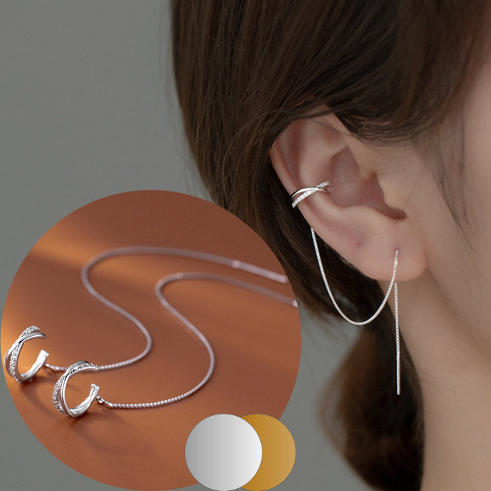 ピアス シルバー ゴールド チェーン イヤーカフ 20G 2ピース シンプルピアス チェーンピアス