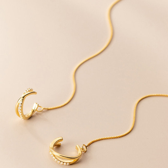 ピアス シルバー ゴールド チェーン イヤーカフ 20G 2ピース シンプルピアス チェーンピアス