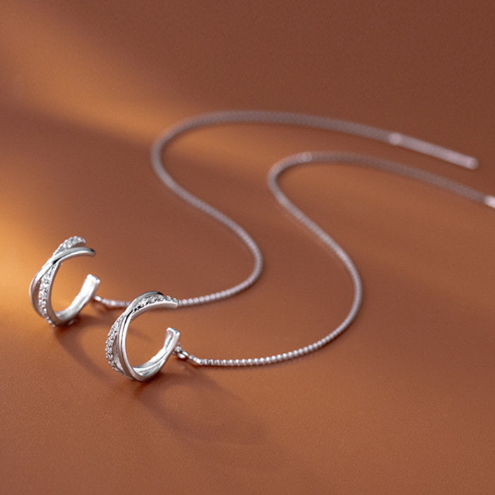 ピアス シルバー ゴールド チェーン イヤーカフ 20G 2ピース シンプルピアス チェーンピアス