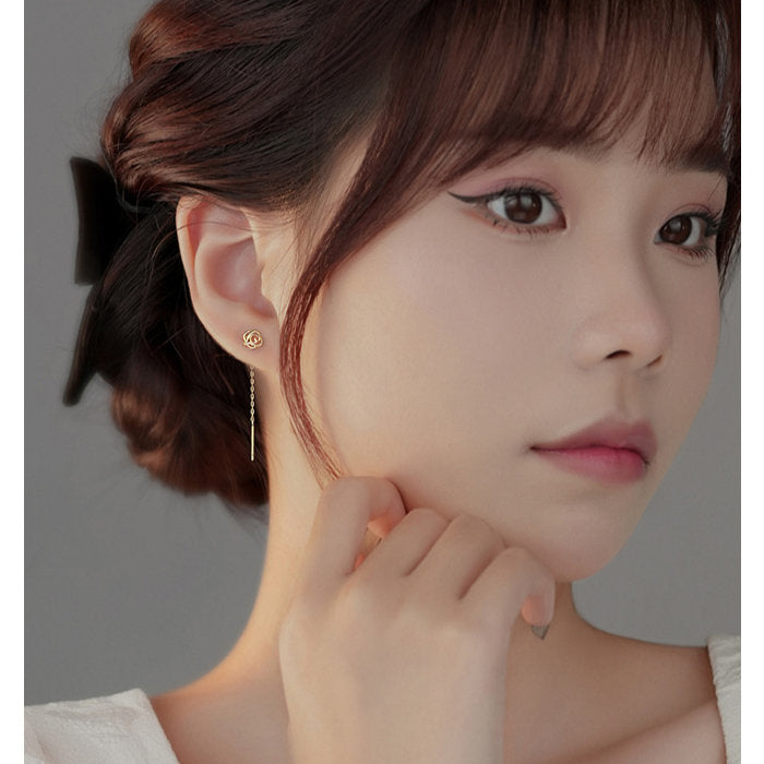 ピアス シルバー ゴールド チェーン 花 フラワー 薔薇 バラ シルバー999 20G 2ピース シンプルピアス チェーンピアス Silver999