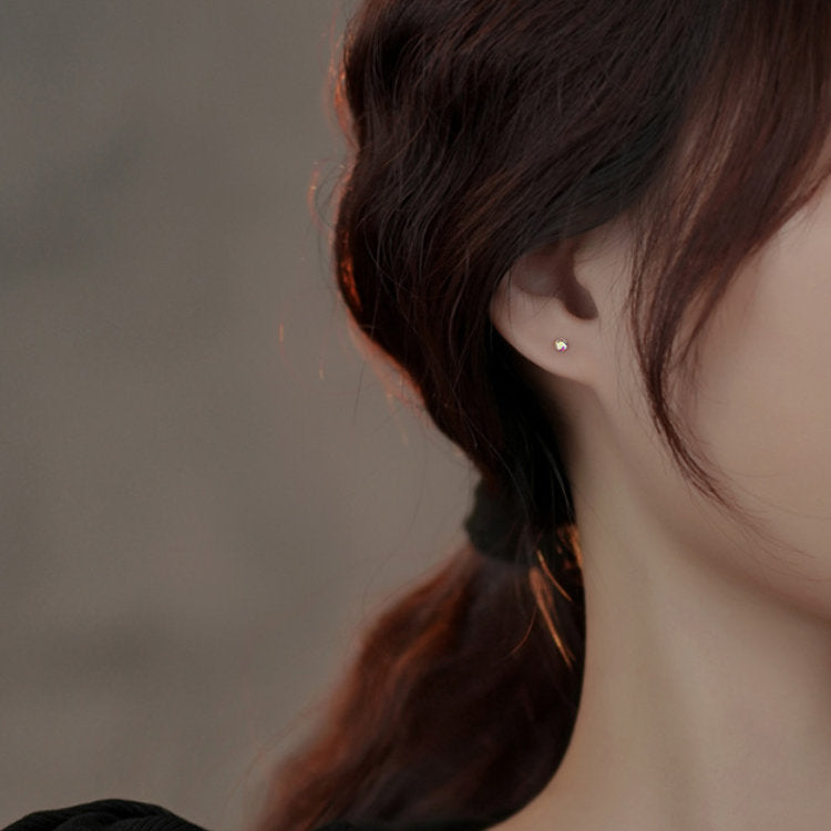 ピアス 虹色ストーン 3mm 4mm 5mm 小さい レインボー シンプル 軟骨 金属アレルギー シルバー999 アレルギー対応 20G 仕事用 小さいピアス つけっぱなしピアス シンプルピアス セカンドピアス