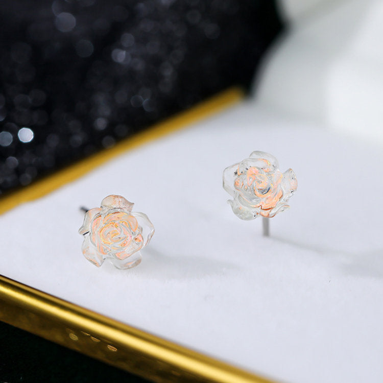 ピアス 薔薇 バラ ブラック シャンパン 小さい シンプル 軟骨 金属アレルギー シルバー999 アレルギー対応 20G 仕事用 小さいピアス シンプルピアス セカンドピアス