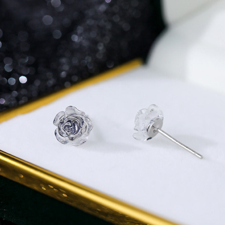 ピアス 薔薇 バラ ブラック シャンパン 小さい シンプル 軟骨 金属アレルギー シルバー999 アレルギー対応 20G 仕事用 小さいピアス シンプルピアス セカンドピアス