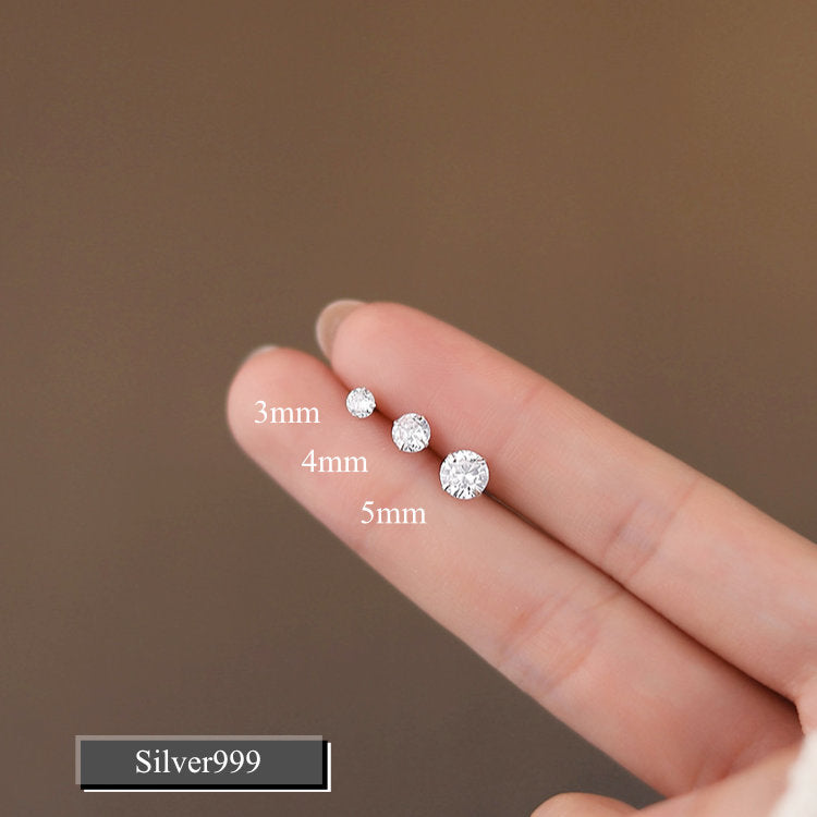 ピアス キュービックジルコニア 小さい シンプル 軟骨 金属アレルギー シルバー999 アレルギー対応 20G 仕事用 小さいピアス シンプルピアス セカンドピアス