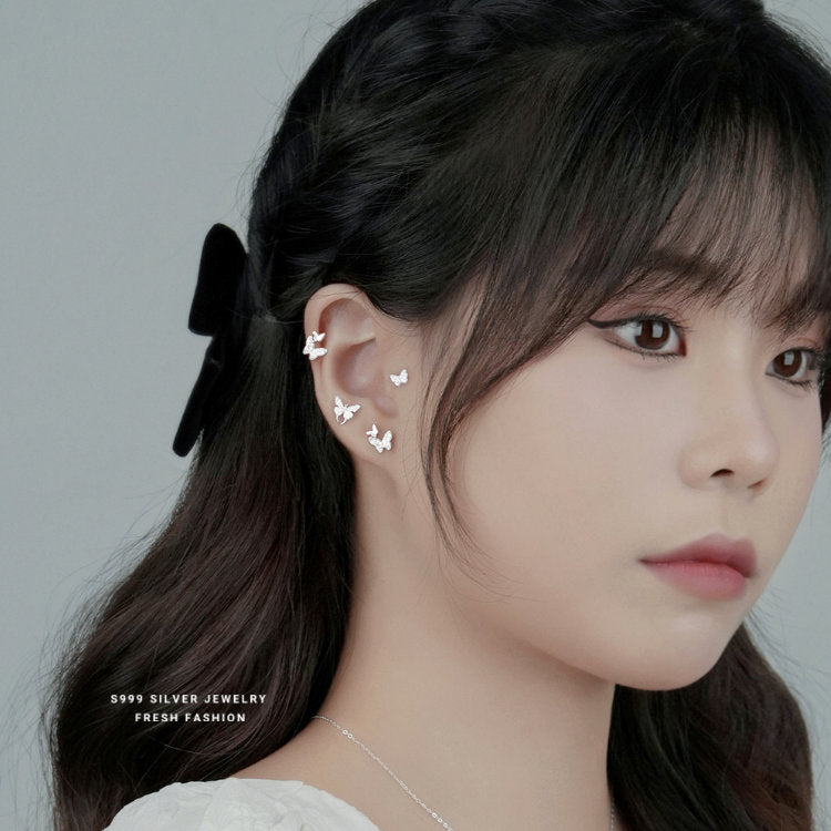 ピアス 蝶々 ちょうちょ 選べる3種 小さい シンプル 軟骨 金属アレルギー シルバー999 アレルギー対応 20G 仕事用 小さいピアス シンプルピアス セカンドピアス