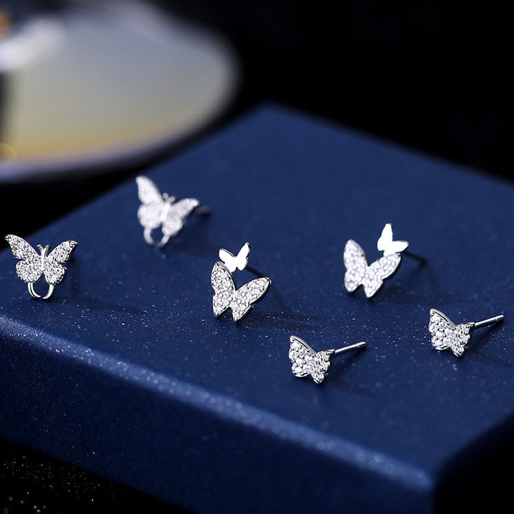 ピアス 蝶々 ちょうちょ 選べる3種 小さい シンプル 軟骨 金属アレルギー シルバー999 アレルギー対応 20G 仕事用 小さいピアス シンプルピアス セカンドピアス