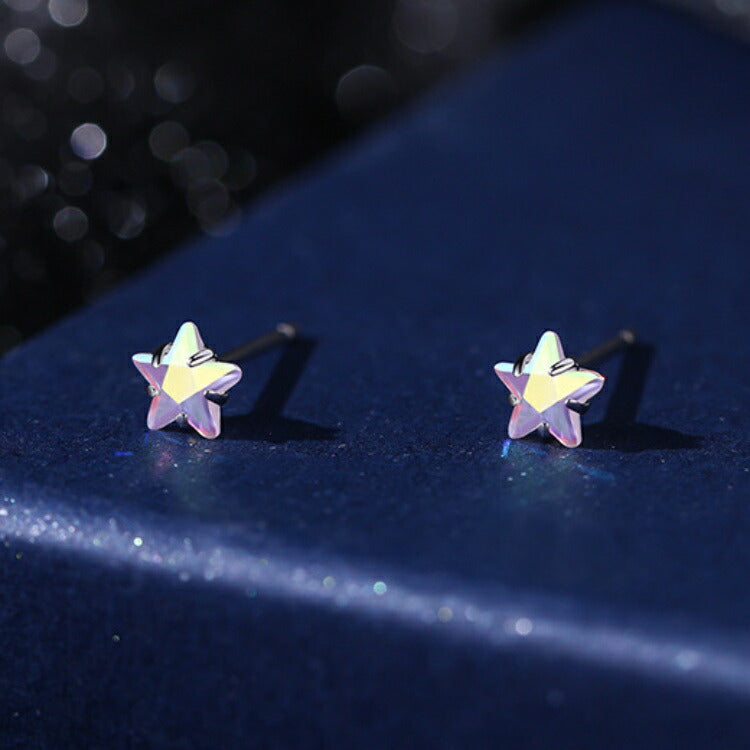 スターピアス クリア レインボー シルバー925 20G 星 スター ピアス オーロラ 華奢 メンズ レディース 男性 女性 かわいい お星様